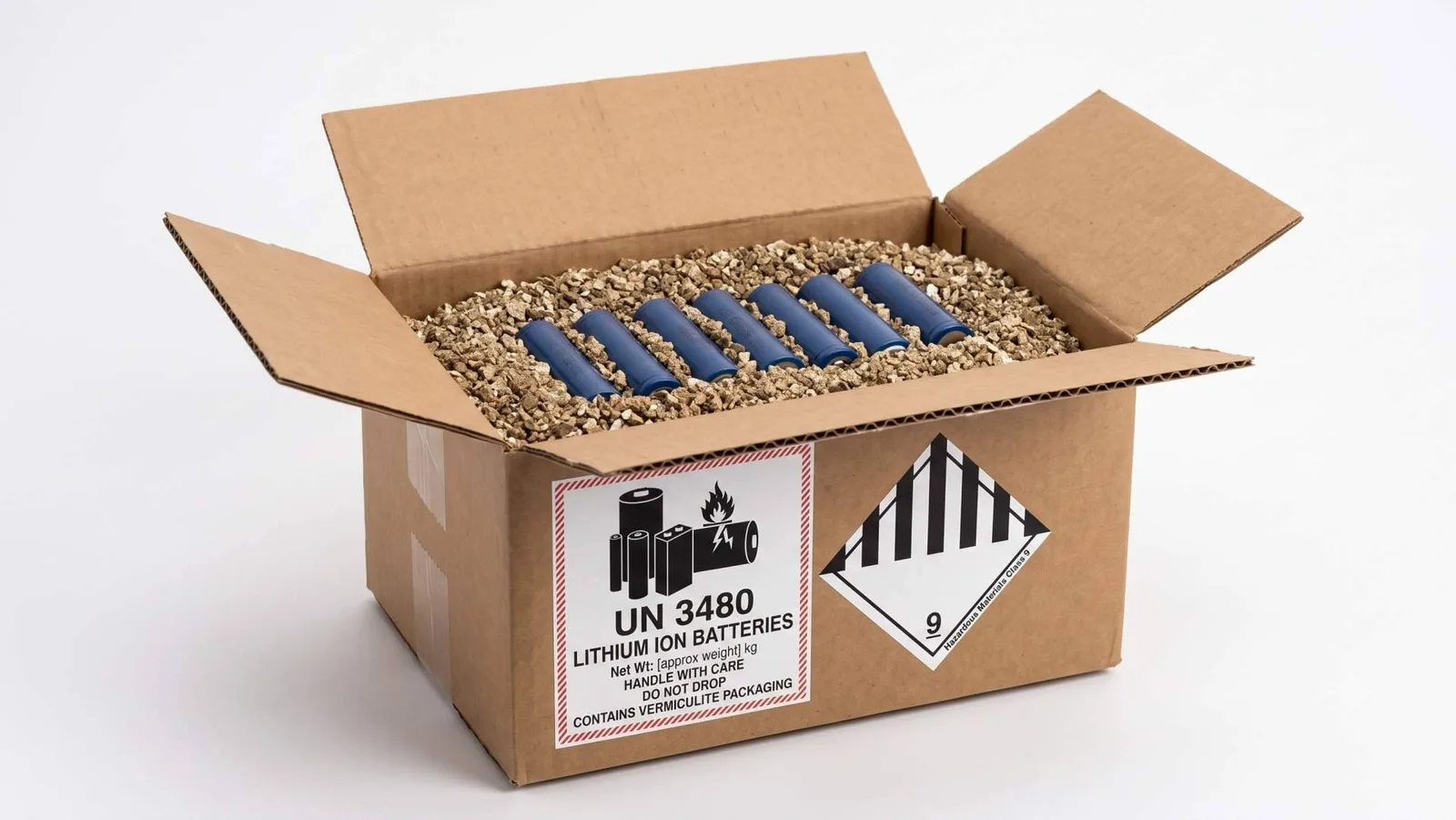 Vermiculita expandida, protección inerte para el transporte de baterías de litio